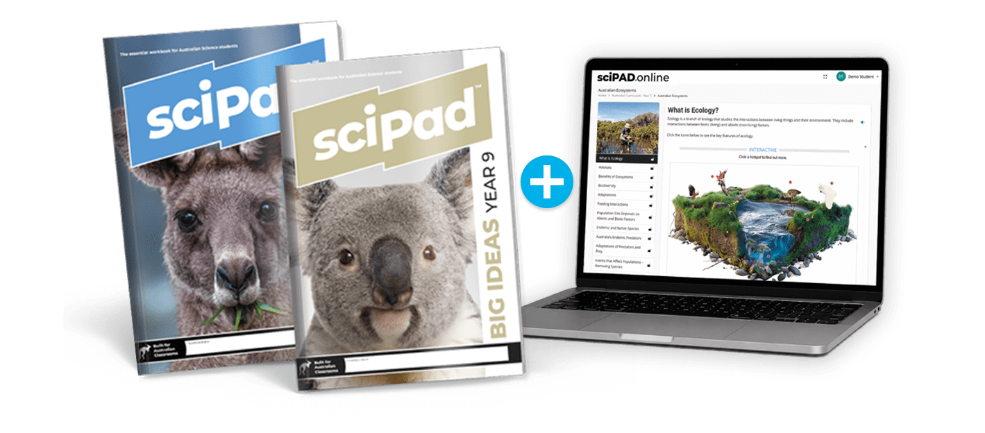 sciPAD workbook with laptop